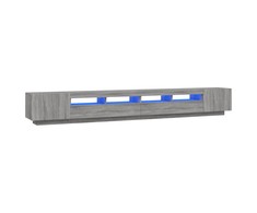 TV staliukas TV spintelių komplektas su LED, 3 dalių, pilkas ąžuolo, mediena
