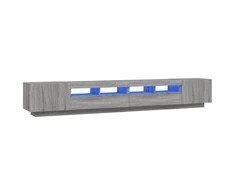 TV staliukas TV spintelių komplektas su LED, 3 dalių, pilkas ąžuolo, mediena