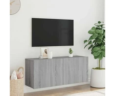 TV staliukas Prie sienos montuojama TV spintelė, pilka ąžuolo, 100x30x41cm