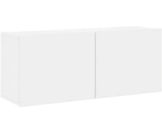 TV staliukas Prie sienos montuojama TV spintelė, baltos spalvos, 100x30x41cm