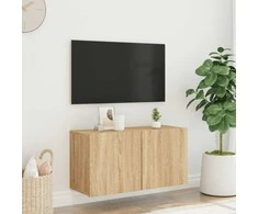 TV staliukas Prie sienos montuojama TV spintelė, ąžuolo spalvos, 80x30x41cm