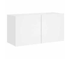TV staliukas Prie sienos montuojama TV spintelė, baltos spalvos, 80x30x41cm