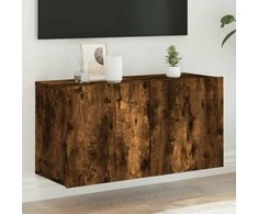 TV staliukas Prie sienos montuojama TV spintelė, dūminio ąžuolo, 80x30x41cm
