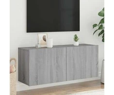 TV staliukas Prie sienos montuojama TV spintelė, pilka ąžuolo, 100x30x41cm