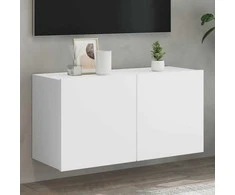 TV staliukas Prie sienos montuojama TV spintelė, baltos spalvos, 80x30x41cm