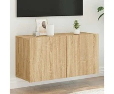 TV staliukas Prie sienos montuojama TV spintelė, ąžuolo spalvos, 80x30x41cm