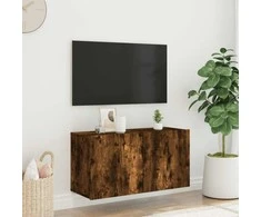 TV staliukas Prie sienos montuojama TV spintelė, dūminio ąžuolo, 80x30x41cm