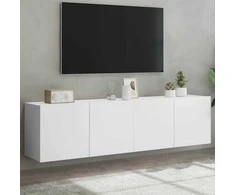 TV staliukas Prie sienos montuojamos TV spintelės, 2vnt., baltos, 80x30x41cm