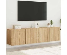 TV staliukas Prie sienos montuojamos TV spintelės, 2vnt., ąžuolo, 80x30x41cm