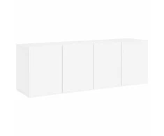 TV staliukas Prie sienos montuojamos TV spintelės, 2vnt., baltos, 60x30x41cm
