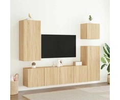 TV staliukas Prie sienos montuojamos TV spintelės, 2vnt., ąžuolo, 80x30x41cm