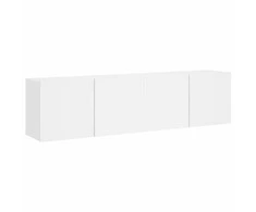 TV staliukas Prie sienos montuojamos TV spintelės, 2vnt., baltos, 80x30x41cm