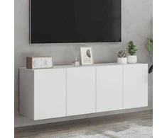 TV staliukas Prie sienos montuojamos TV spintelės, 2vnt., baltos, 60x30x41cm