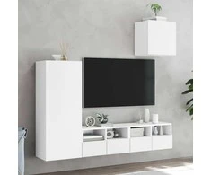 TV staliukas Sieninė TV sekcija, 4 dalių, baltos spalvos, apdirbta mediena