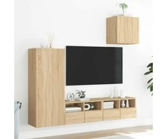 TV staliukas Sieninė TV sekcija, 4 dalių, ąžuolo spalvos, apdirbta mediena