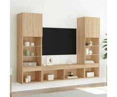 TV staliukas Sieninė TV sekcija su LED, 5 dalių, ąžuolo, apdirbta mediena