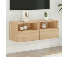 TV staliukas Sieninė TV spintelė, ąžuolo, 80x30x30cm, apdirbta mediena