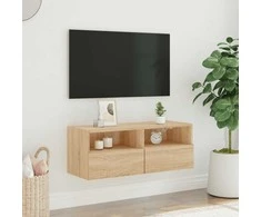 TV staliukas Sieninė TV spintelė, ąžuolo, 80x30x30cm, apdirbta mediena