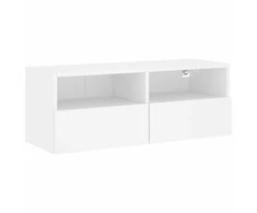 TV staliukas Sieninė TV spintelė, balta, 80x30x30cm, apdirbta mediena