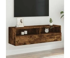 TV staliukas Sieninė TV spintelė, dūminio ąžuolo, 100x30x30cm, mediena