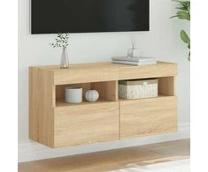 TV staliukas Sieninė TV spintelė su LED lemputėmis, ąžuolo, 80x30x40cm