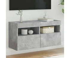 TV staliukas Sieninė TV spintelė su LED lemputėmis, betono pilka, 80x30x40cm