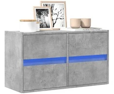 TV staliukas Sieninė TV spintelė su LED lemputėmis, betono, 80x31x45cm