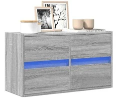 TV staliukas Sieninė TV spintelė su LED lemputėmis, pilka ąžuolo, 80x31x45cm
