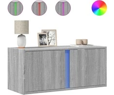 TV staliukas Sieninė TV spintelė su LED lemputėmis, pilka, 80x31x35cm