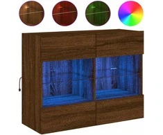TV staliukas Sieninė TV spintelė su LED lemputėmis, ruda, 78,5x30x60,5cm