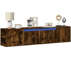 TV staliukas Sieninė TV spintelė su LED lemputėmis, dūminė, 180x31x39,5cm