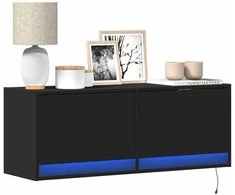 TV staliukas Sieninė TV spintelė su LED lemputėmis, juoda, 100x31x35cm