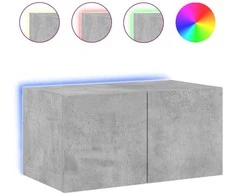 TV staliukas Sieninė TV spintelė su LED lemputėmis, betono pilka, 60x35x31cm