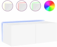 TV staliukas Sieninė TV spintelė su LED lemputėmis, balta, 80x35x31cm