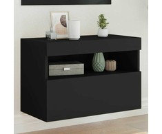 TV staliukas Sieninė TV spintelė su LED lemputėmis, juoda, 60x30x40cm