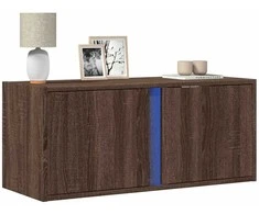 TV staliukas Sieninė TV spintelė su LED lemputėmis, ruda ąžuolo, 80x31x35cm