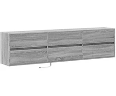 TV staliukas Sieninė TV spintelė su LED lemputėmis, pilka, 180x31x45cm