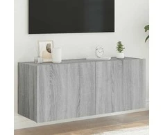 TV staliukas Sieninė TV spintelė su LED lemputėmis, pilka, 100x35x41cm