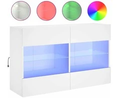 TV staliukas Sieninė TV spintelė su LED lemputėmis, balta, 98,5x30x60,5cm
