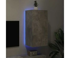 TV staliukas Sieninė TV spintelė su LED lemputėmis, betono, 40,5x35x80cm