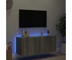 TV staliukas Sieninė TV spintelė su LED lemputėmis, pilka, 100x35x41cm