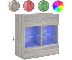 TV staliukas Sieninė TV spintelė su LED lemputėmis, pilka, 58,5x30x60,5cm