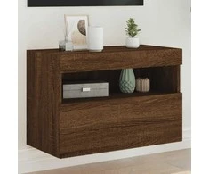 TV staliukas Sieninė TV spintelė su LED lemputėmis, ruda ąžuolo, 60x30x40cm