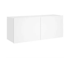 TV staliukas Sieninė TV spintelė su LED lemputėmis, balta, 100x35x41cm