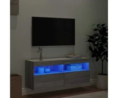 TV staliukas Sieninė TV spintelė su LED lemputėmis, pilka, 100x30x40cm