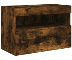 TV staliukas Sieninė TV spintelė su LED lemputėmis, dūminė, 60x30x40cm