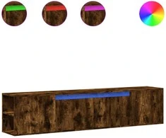 TV staliukas Sieninė TV spintelė su LED lemputėmis, dūminė, 180x31x39,5cm