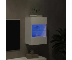 TV staliukas Sieninė TV spintelė su LED lemputėmis, balta, 40x30x60,5cm