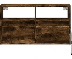 TV staliukas Sieninė TV spintelė su LED lemputėmis, dūminė, 80x31x45cm