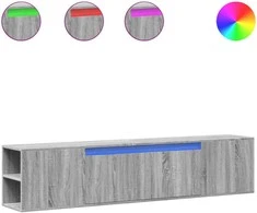 TV staliukas Sieninė TV spintelė su LED lemputėmis, pilka, 180x31x39,5cm